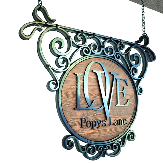 3D Wrought Iron Vintage Signage 3D model image 2