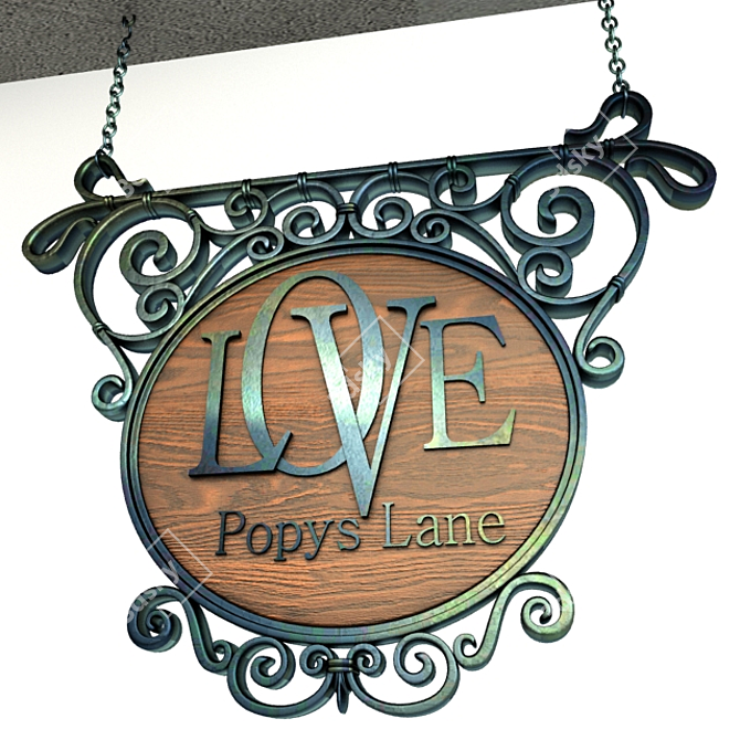 3D Wrought Iron Vintage Signage 3D model image 3