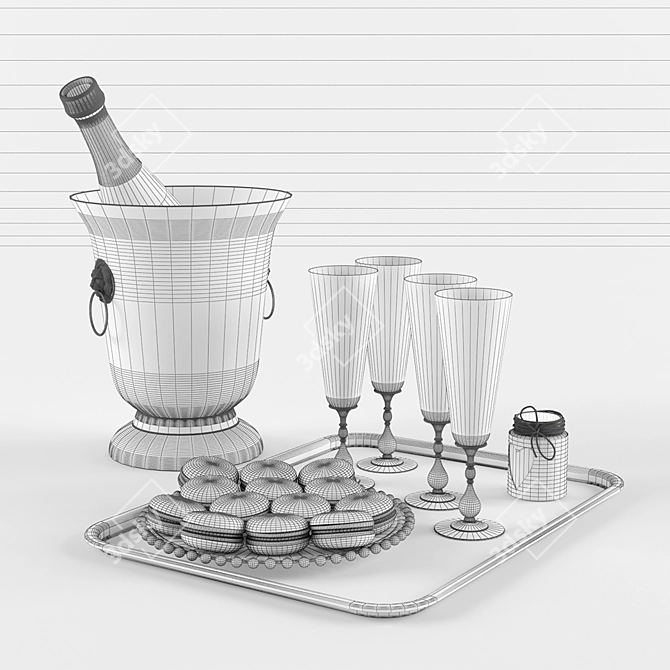 Elegant Champagne Set 3D model image 2