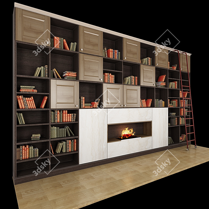 Modern Electric Fireplace Wall Unit 3D model image 1