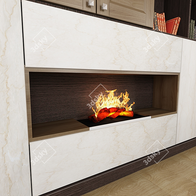 Modern Electric Fireplace Wall Unit 3D model image 3