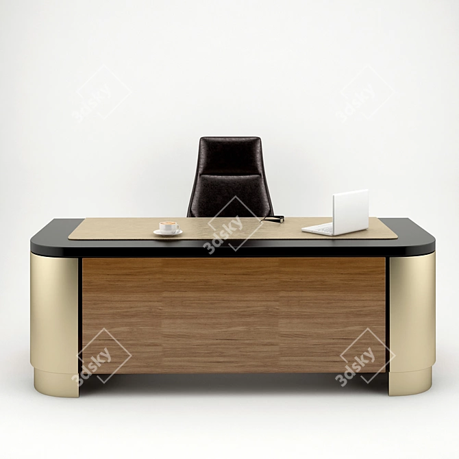 Brasswood Office Desk 3D model image 1