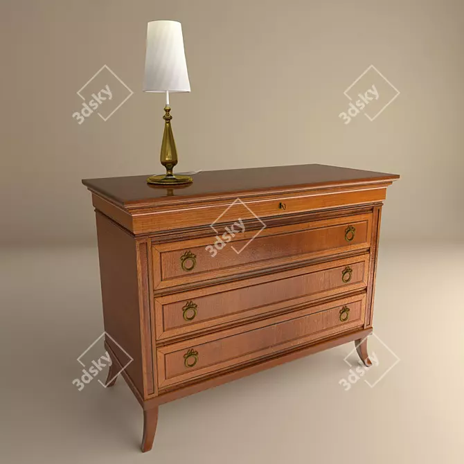 Classic Cherry Chest with Four Drawers 3D model image 1