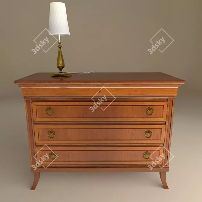 Classic Cherry Chest with Four Drawers 3D model image 2