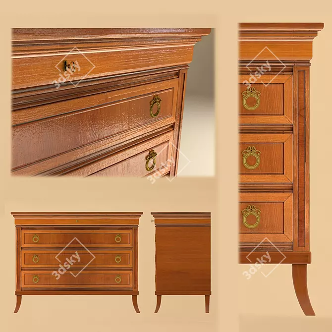 Classic Cherry Chest with Four Drawers 3D model image 3