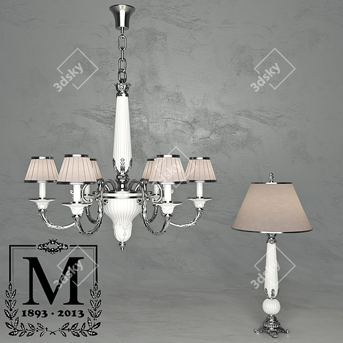 Mariner Neoclassic Chandelier & Table Lamp Set 3D model image 1