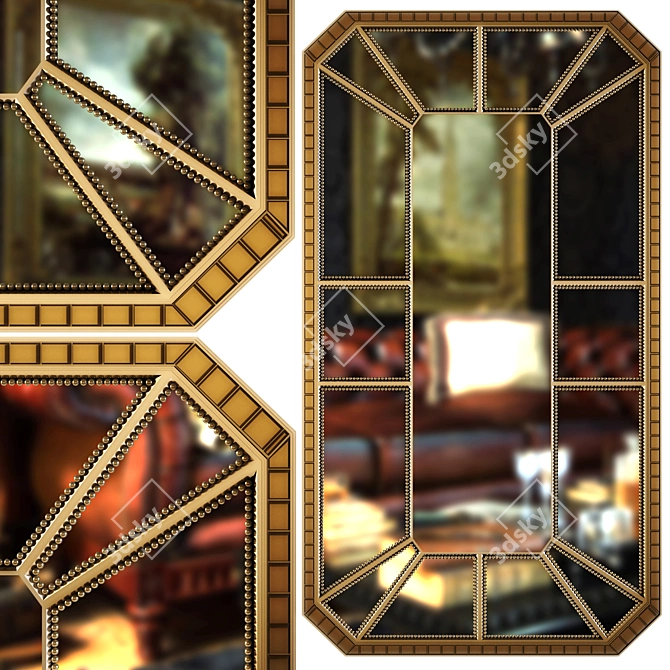 Elegant Golden Reflection: Modern Mirror 3D model image 1