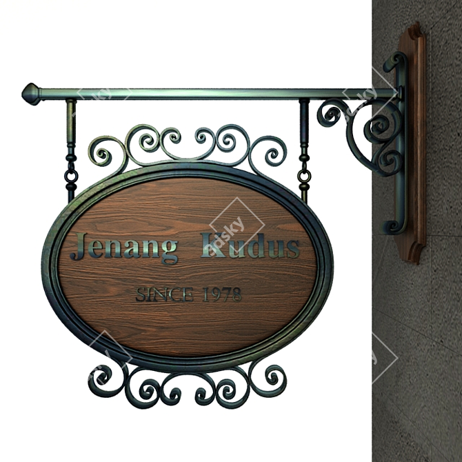 Vintage Wrought Iron Signage 3D model image 1