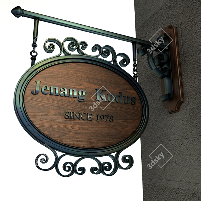 Vintage Wrought Iron Signage 3D model image 2