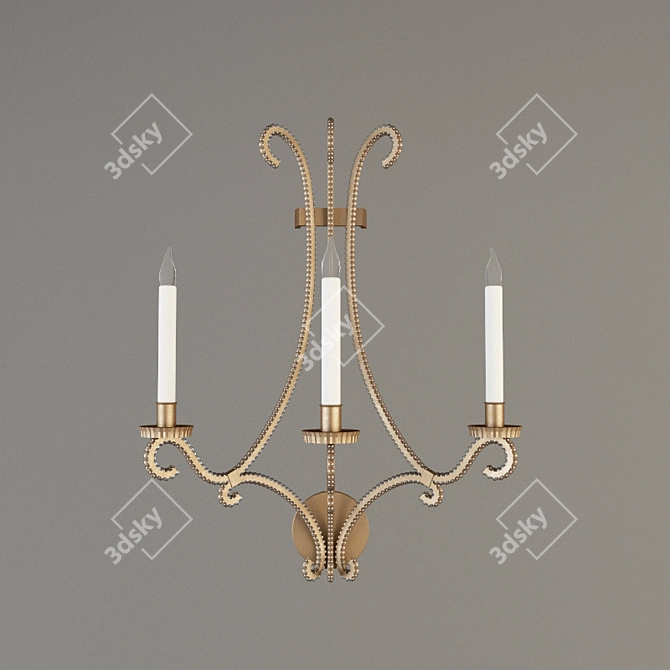 Elegant Golden Iron Wax Sconce 3D model image 1