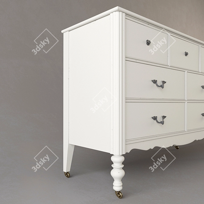 Lisette Wide Dresser: Elegant Storage Solution 3D model image 2