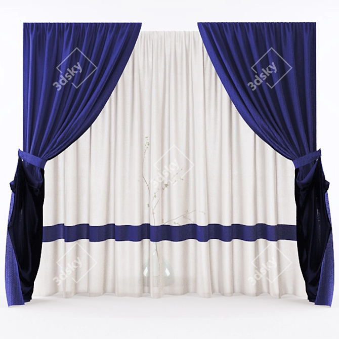 Modern Style Curtain with Optimized Mesh 3D model image 1