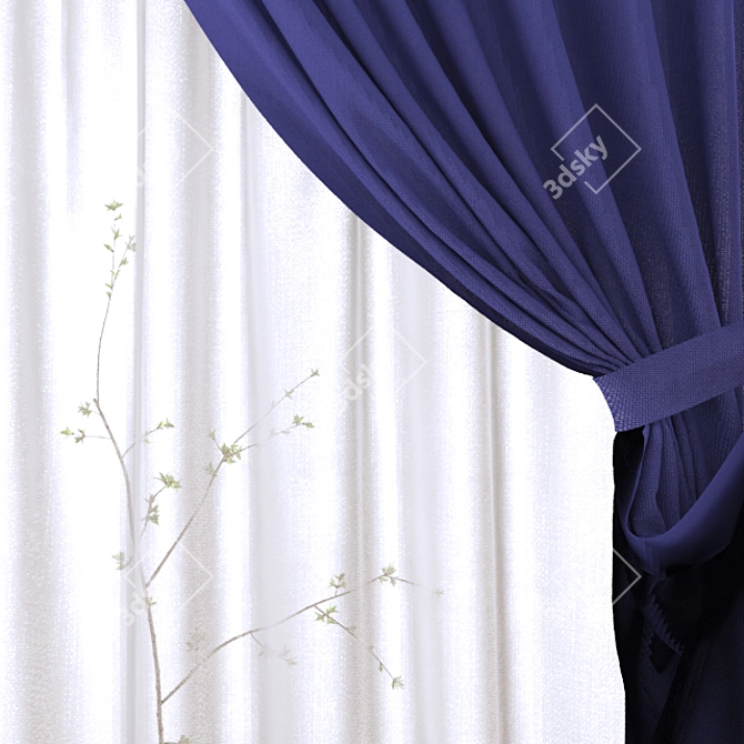 Modern Style Curtain with Optimized Mesh 3D model image 3