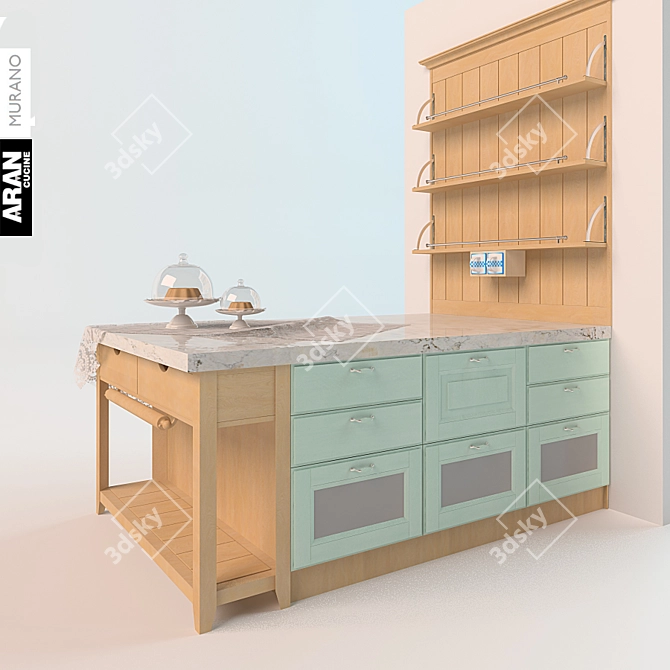 Elegant Aran Cucine Murano Kitchen Island 3D model image 1