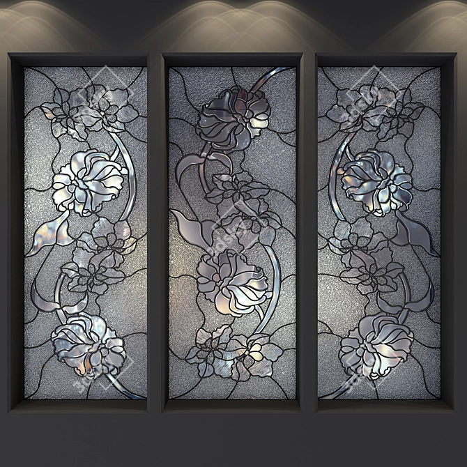 Elegant Stained Glass Panels 3D model image 1