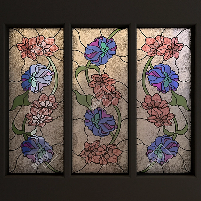 Elegant Stained Glass Panels 3D model image 2