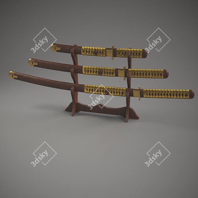 Ancient War Sword: Masterful Decoration 3D model image 1