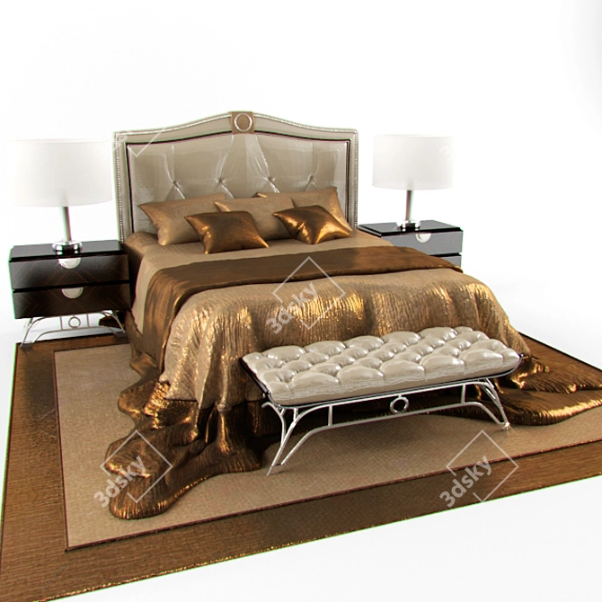 Luxury Camillo Bed by Bordignon 3D model image 1