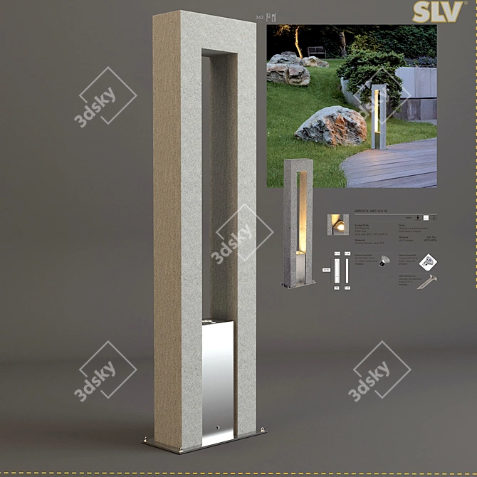 SLV ARROK Arc GU10 Outdoor IP44 Wall Lantern 3D model image 1