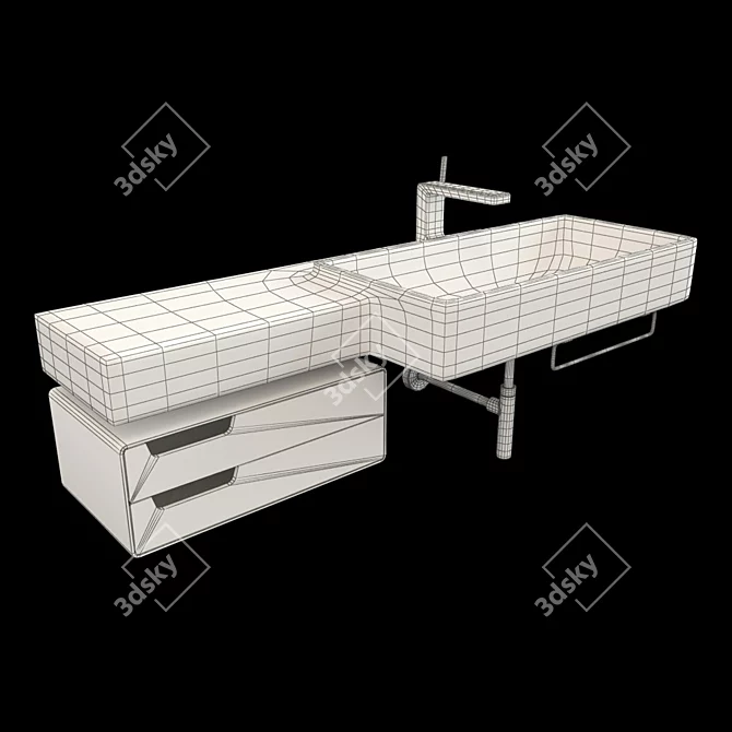 Simas Flow FL03 Wall-Mounted Sink 3D model image 2