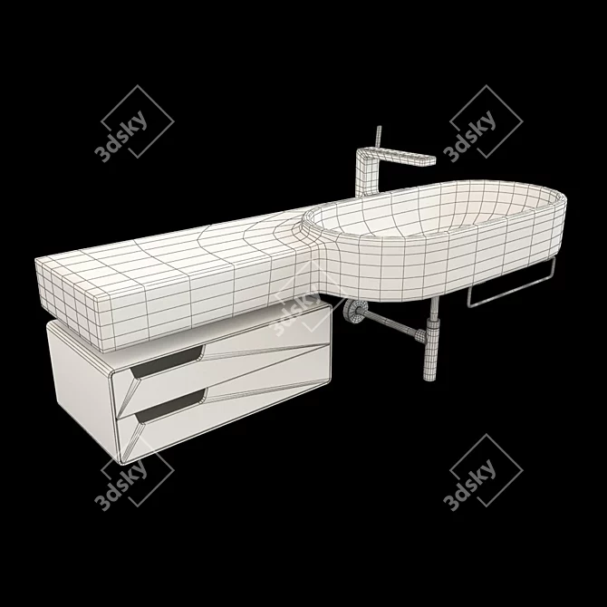 Simas Flow FL22 - Stylish Wall-Mounted Basin with Shelf 3D model image 2