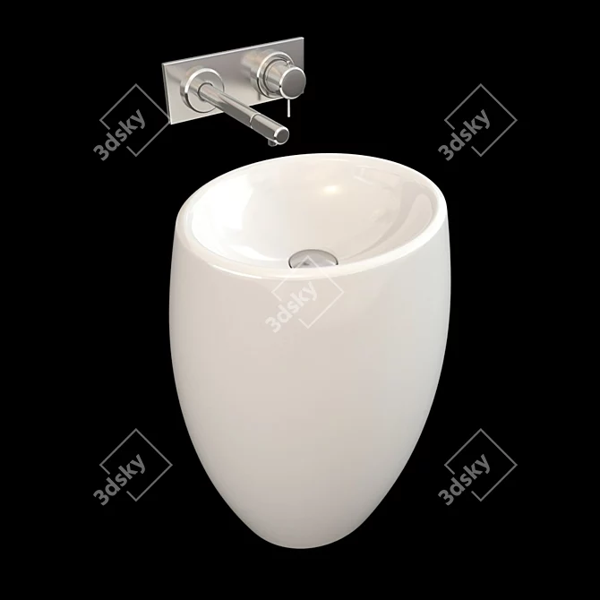 Elegant Scarabeo Moai Sink 3D model image 1