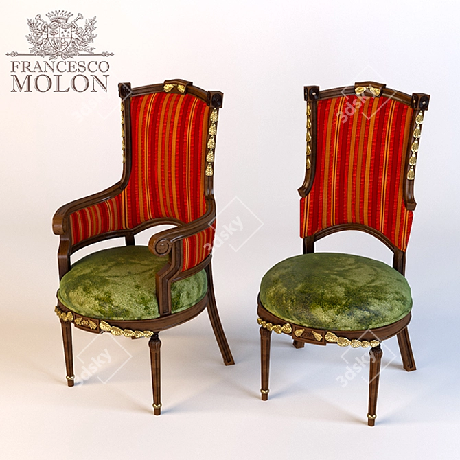 Elegant Upholstered Chair by Francesco Molon 3D model image 1