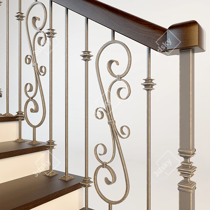 Elegant Forged Ladder 3D model image 2