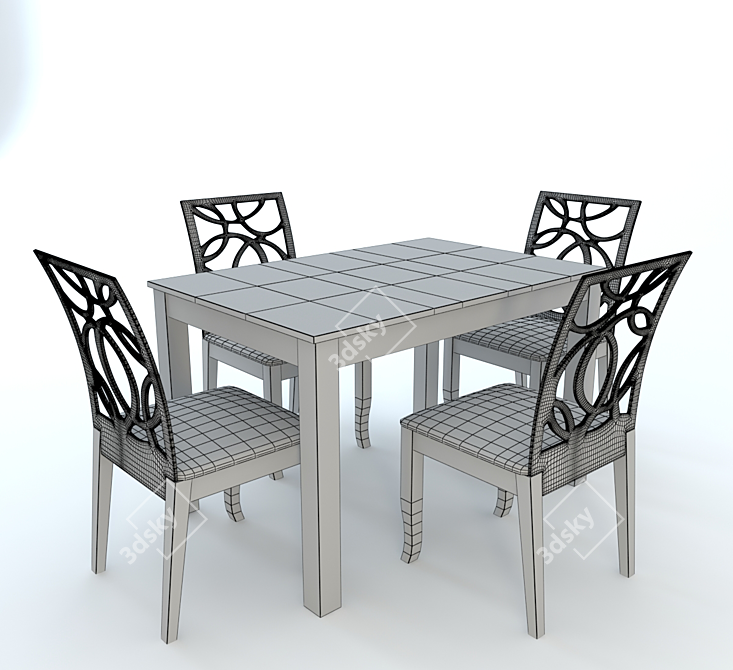 Modern 5-Piece Dining Set 3D model image 2