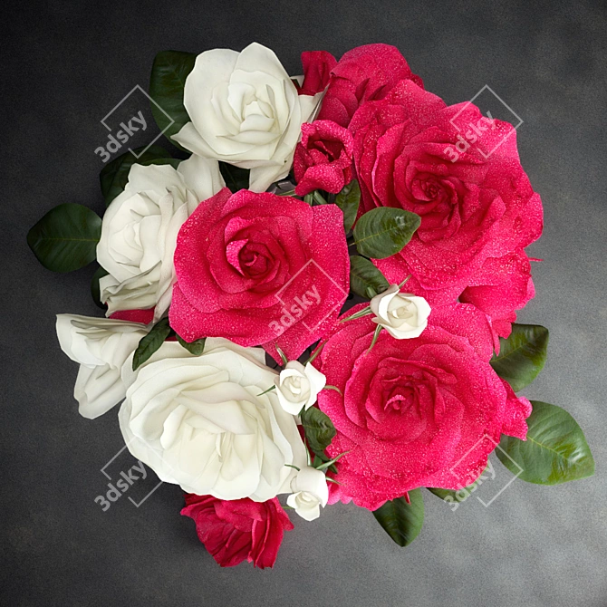 Elegant Rose Bouquet 3D model image 2