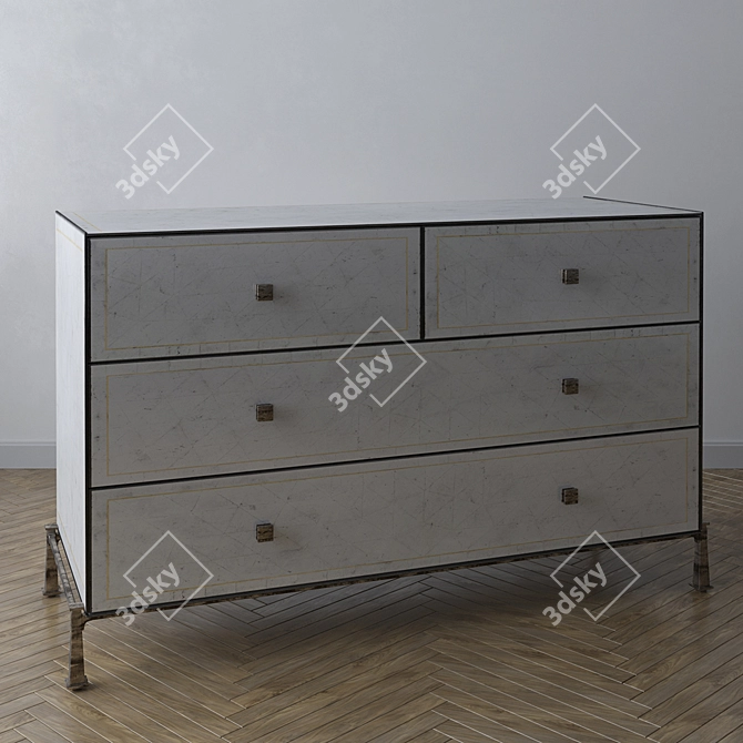 Elegant Églomisé Chest of Drawers 3D model image 1