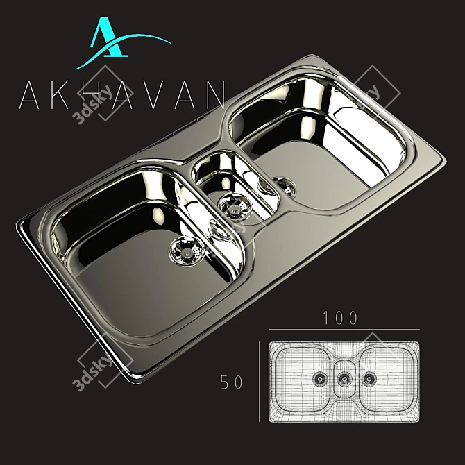 Streamline Stainless Steel Sink 3D model image 1