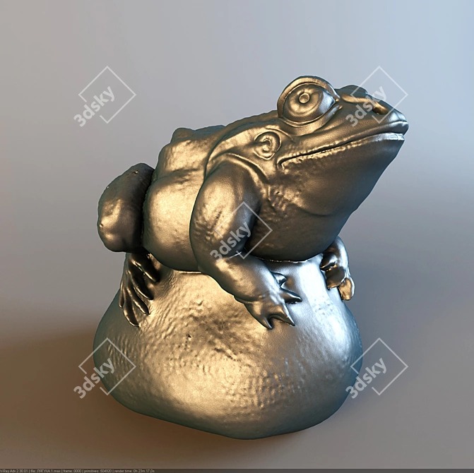 Playful Frog Sculpture 3D model image 1