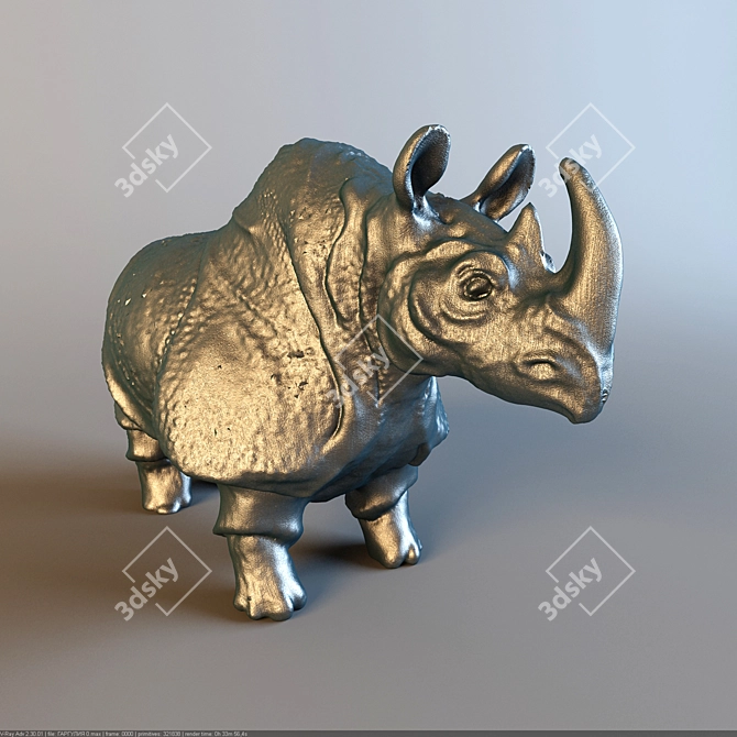 Rhino Safari Statue 3D model image 2