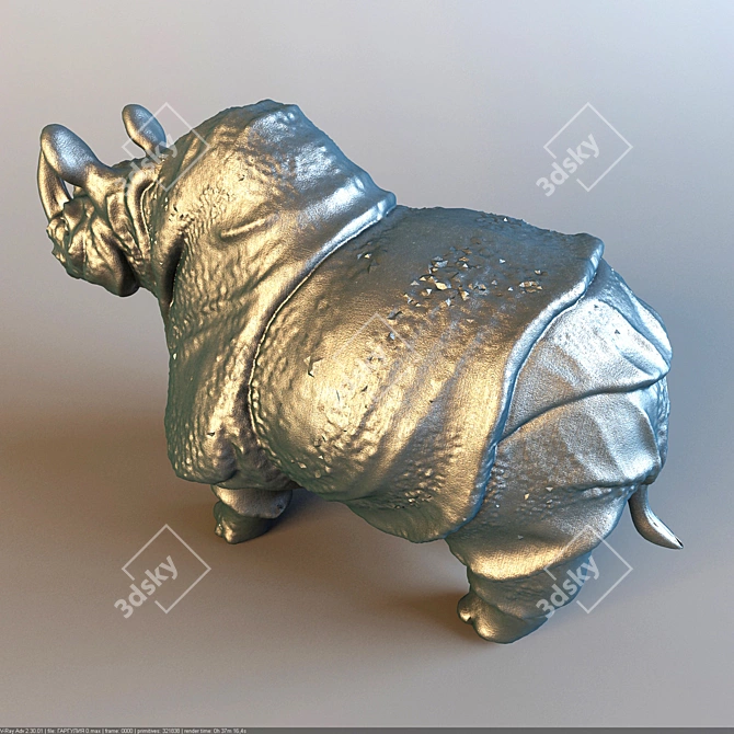 Rhino Safari Statue 3D model image 3