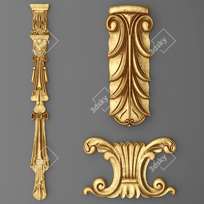 Elegant Stucco Carvings 3D model image 1