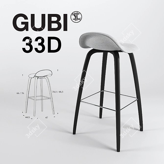 GUBI 33D Hallingdal Bar Stool 3D model image 1