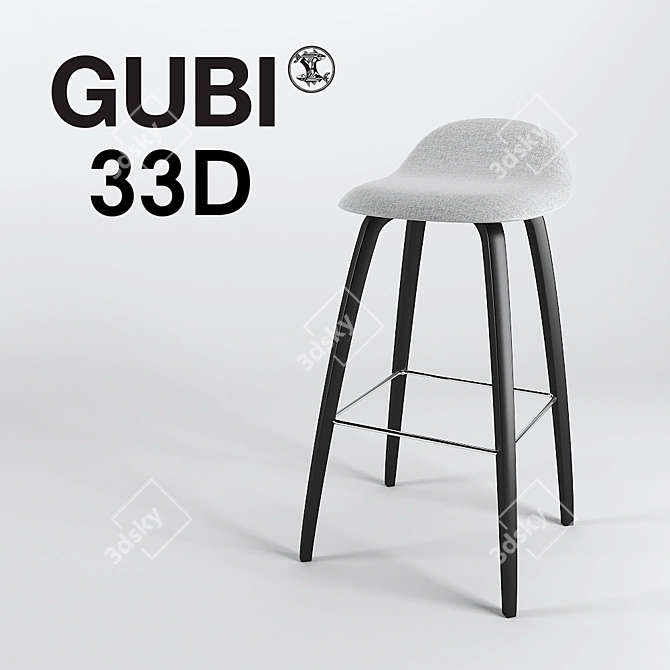 GUBI 33D Hallingdal Bar Stool 3D model image 2