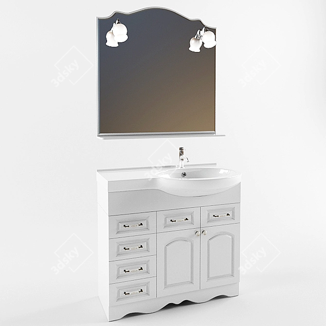 Anna 90: Illuminated Bathroom Mirror & Briklaer 3D model image 1