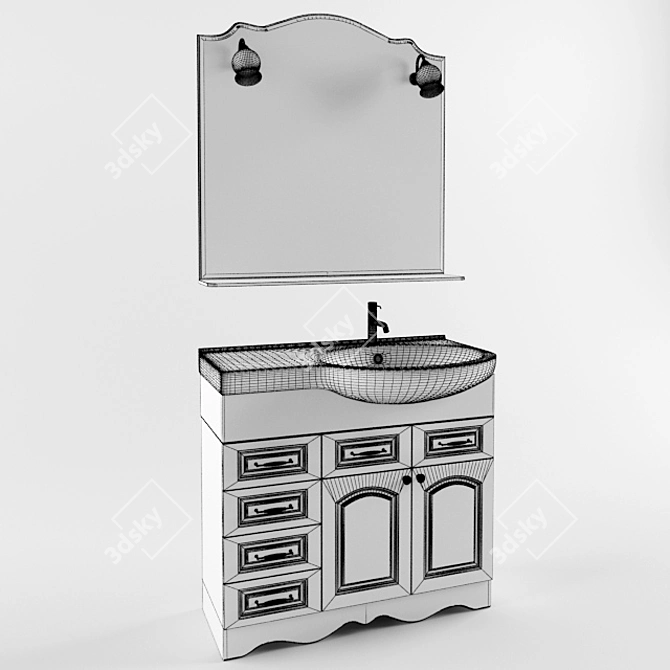 Anna 90: Illuminated Bathroom Mirror & Briklaer 3D model image 2