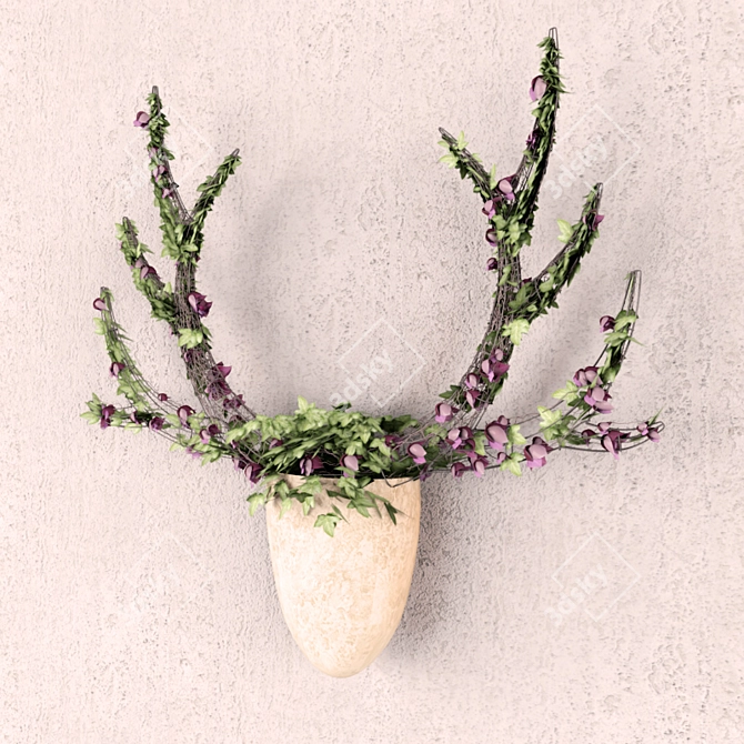 Nature-Inspired Wall Vase with Elk: Stylish Weaving Frame 3D model image 2