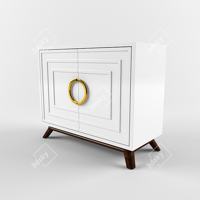 Elegant White Lacquer Cabinet 3D model image 1