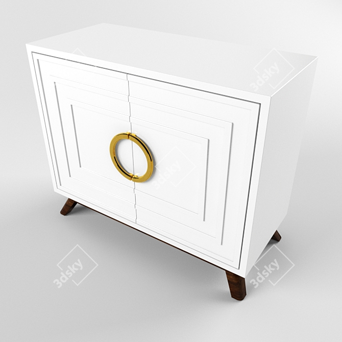 Elegant White Lacquer Cabinet 3D model image 2