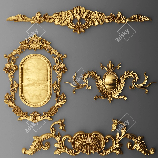 Stucco Cartouche Crown: Elegant Decor for Any Space 3D model image 1