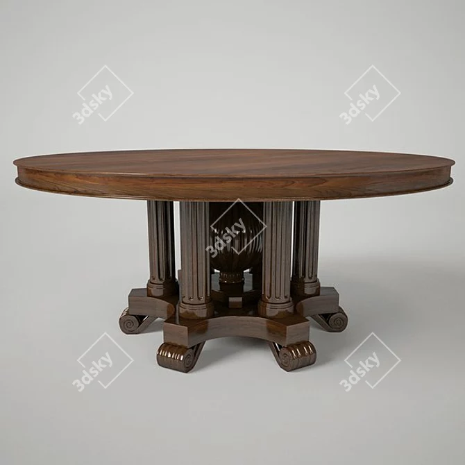 Sliding Wooden Round Table 3D model image 1