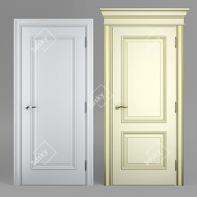 Elegant Interier Door: Model 04 3D model image 1