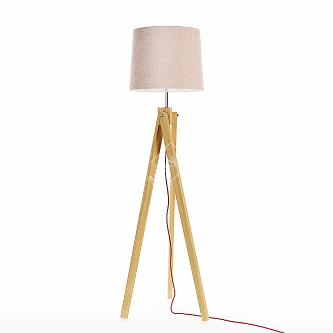 Contemporary Oak Wood Floor Lamp 3D model image 1