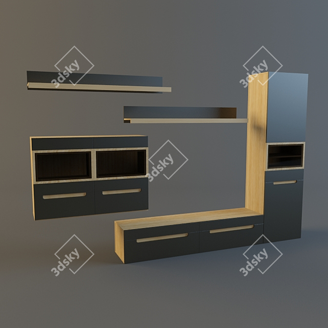 Modern Henri Wall Unit 3D model image 1