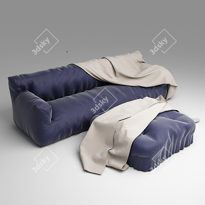 Cozy Comfort Sofa with Blanket 3D model image 1