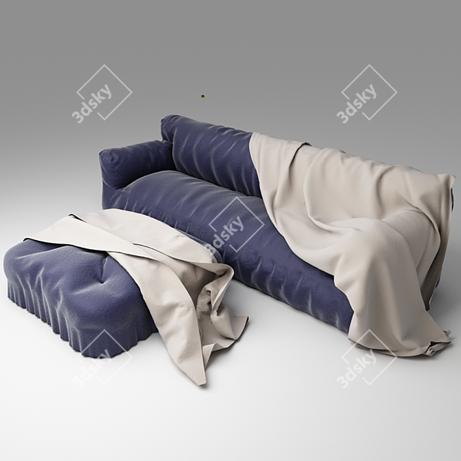 Cozy Comfort Sofa with Blanket 3D model image 2